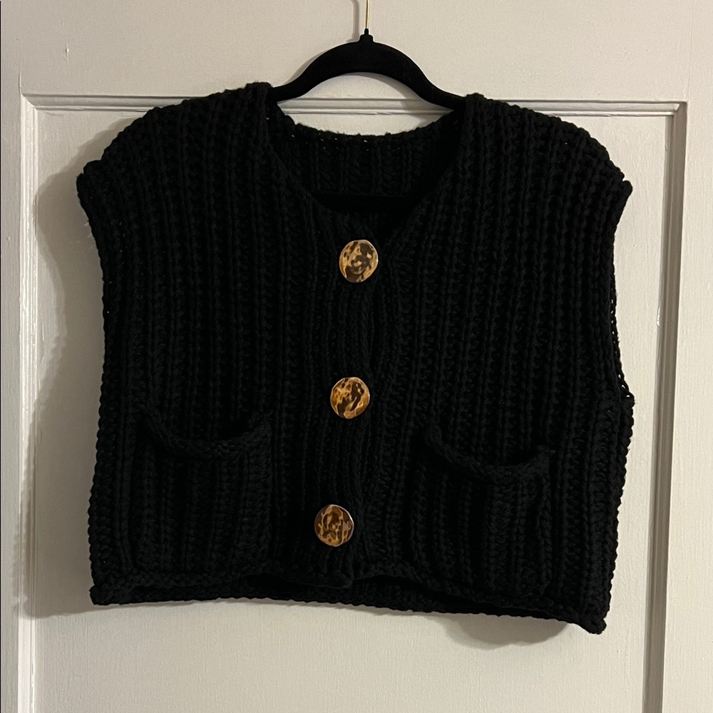 Black Knit Sweater Vest